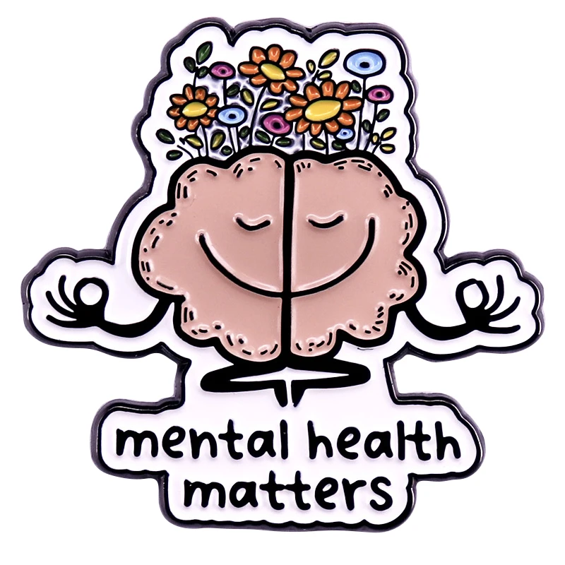 C5318 Cartoon Mental health matters Enamel Pins Custom Meditation Brooches Lapel Badges Anime Jewelry Gift For Fans Friend