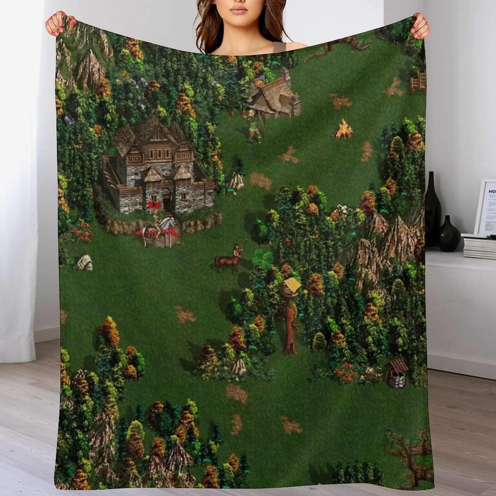 Heroes of Might and Magic III Upscaled screenshot Throw Blanket manga christmas gifts Blankets