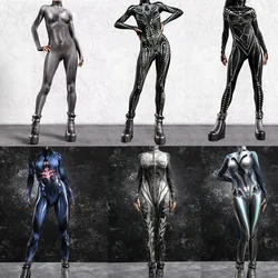 S-4XL Women Bodysuit 3D Printed Mechanical Armour Jumpsuit Halloween Party Cosplay Costume Carnival Romper Zentai