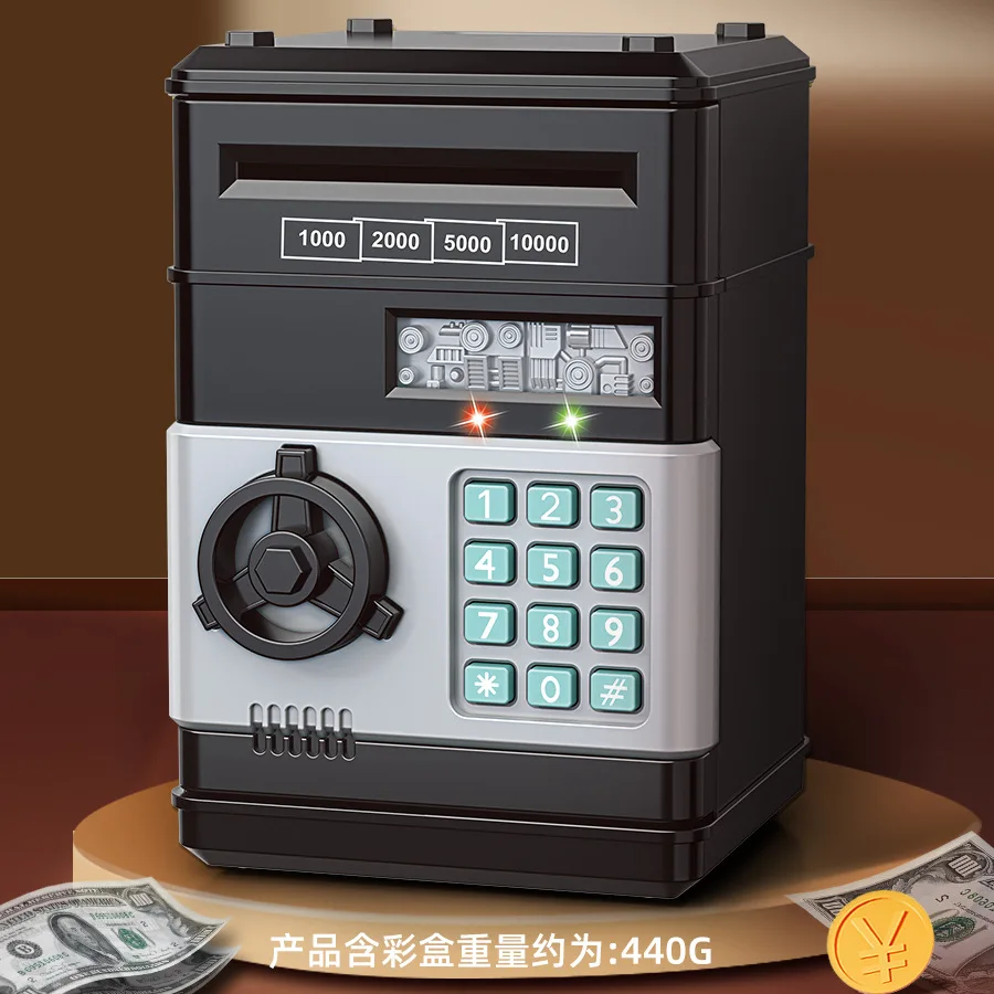 Tirelire multifonctionnelle pour enfants, éclairage d'ambiance, mot de passe créatif, déverrouillage automatique, coffre-fort d'argent, jouets