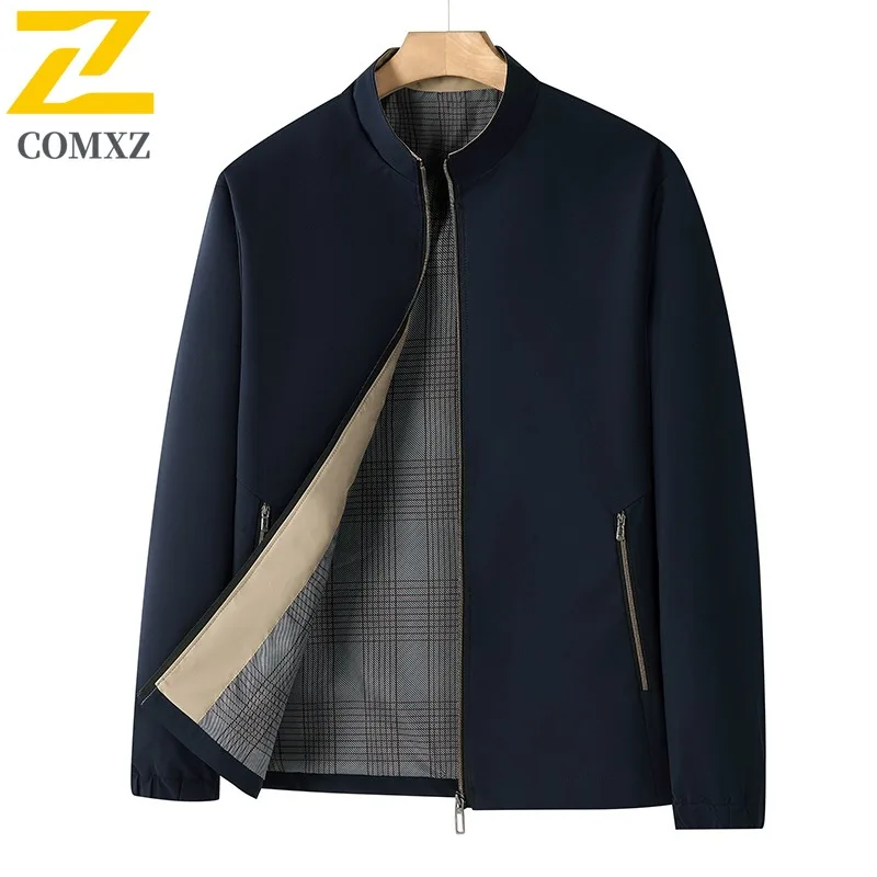 

COMXZ 2025: мужская легкая куртка с воротником-стойкой, осенняя повседневная удобная куртка для папы, весенне-осенняя тонкая верхняя одежда