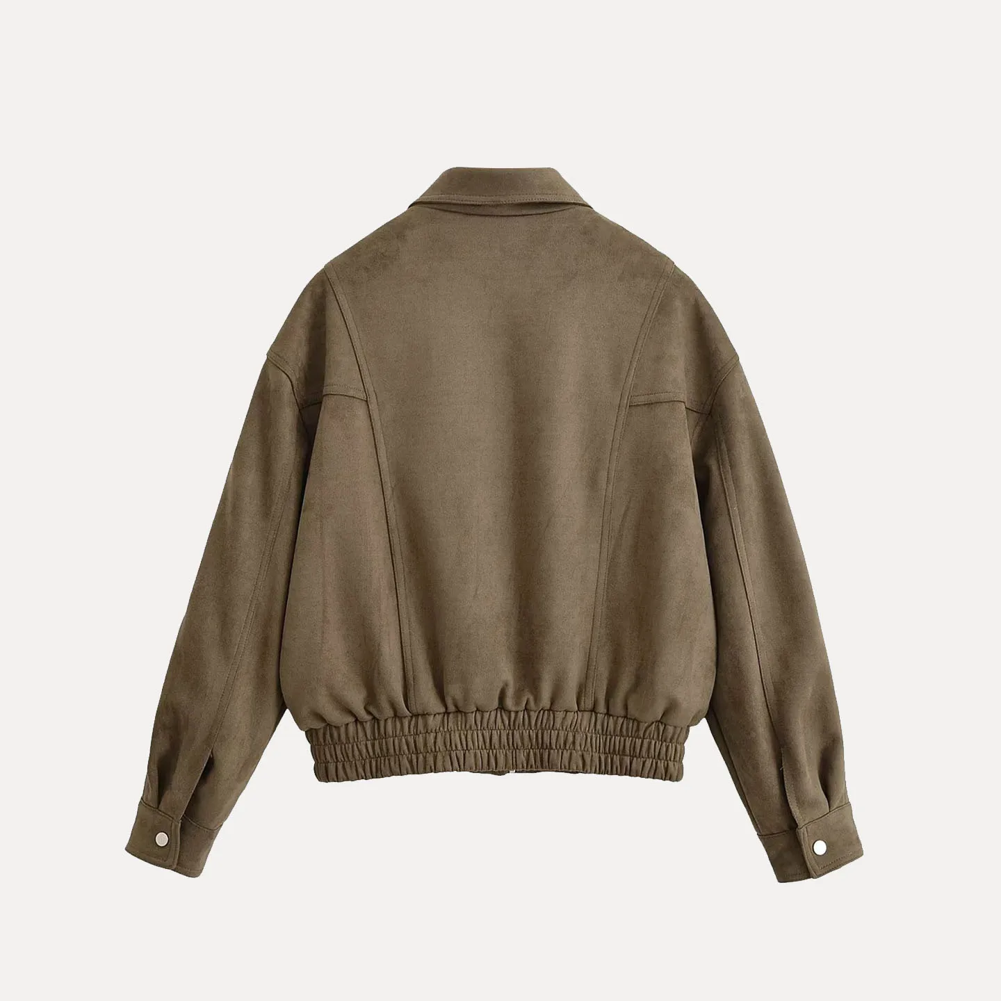 

Ретро замшевый материал, мотоциклетная куртка, женская осенняя новинка, повседневная модная версия-стойка, дышащее волокно из полиэстера