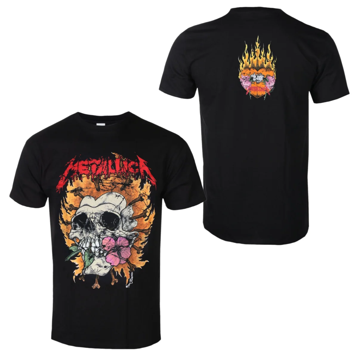 Metallica Flaming Skull Tour 94 Pattern Print T-Shirt - Street Casual T-Shirt for Heavy Metal Band - Suitable for Men and Women