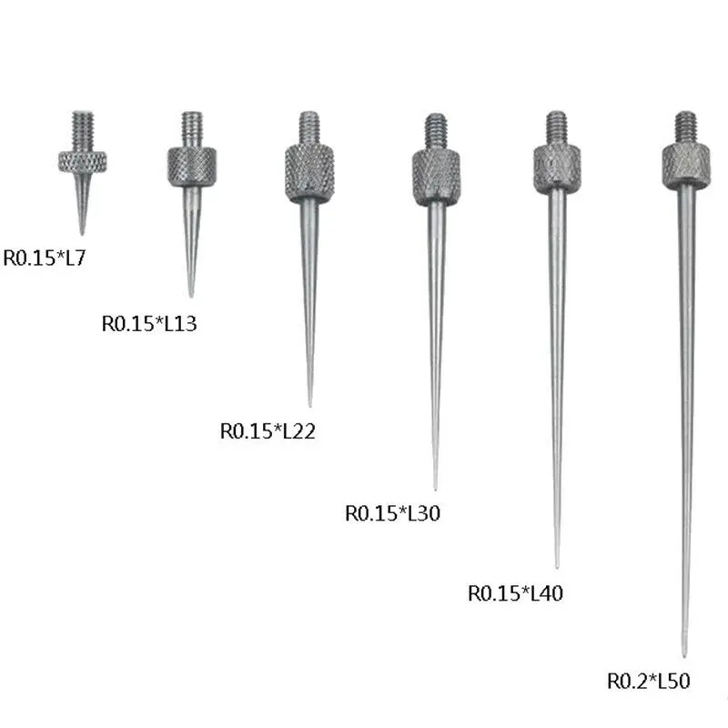 6Pcs Dial Digital Test Indicator Contact Point Stem Rod R0.15mm R0.2mm M2.5-Threaded Shank Depth Gauge Measuring Tools