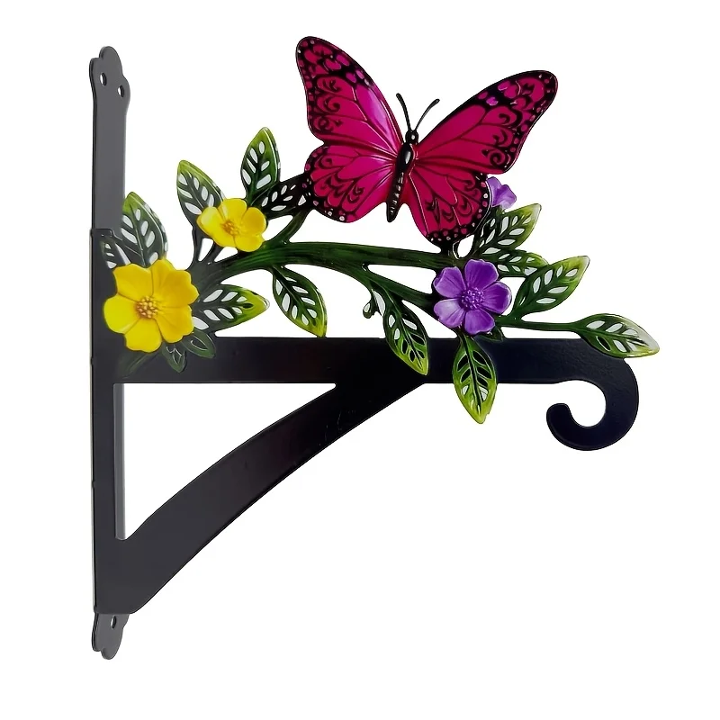 1pc Butterfly Loves Flowers Metal Wrought Iron Outdoor Hanging Hook, Made of Thickened Wrought Iron Material, Sturdy and Durable