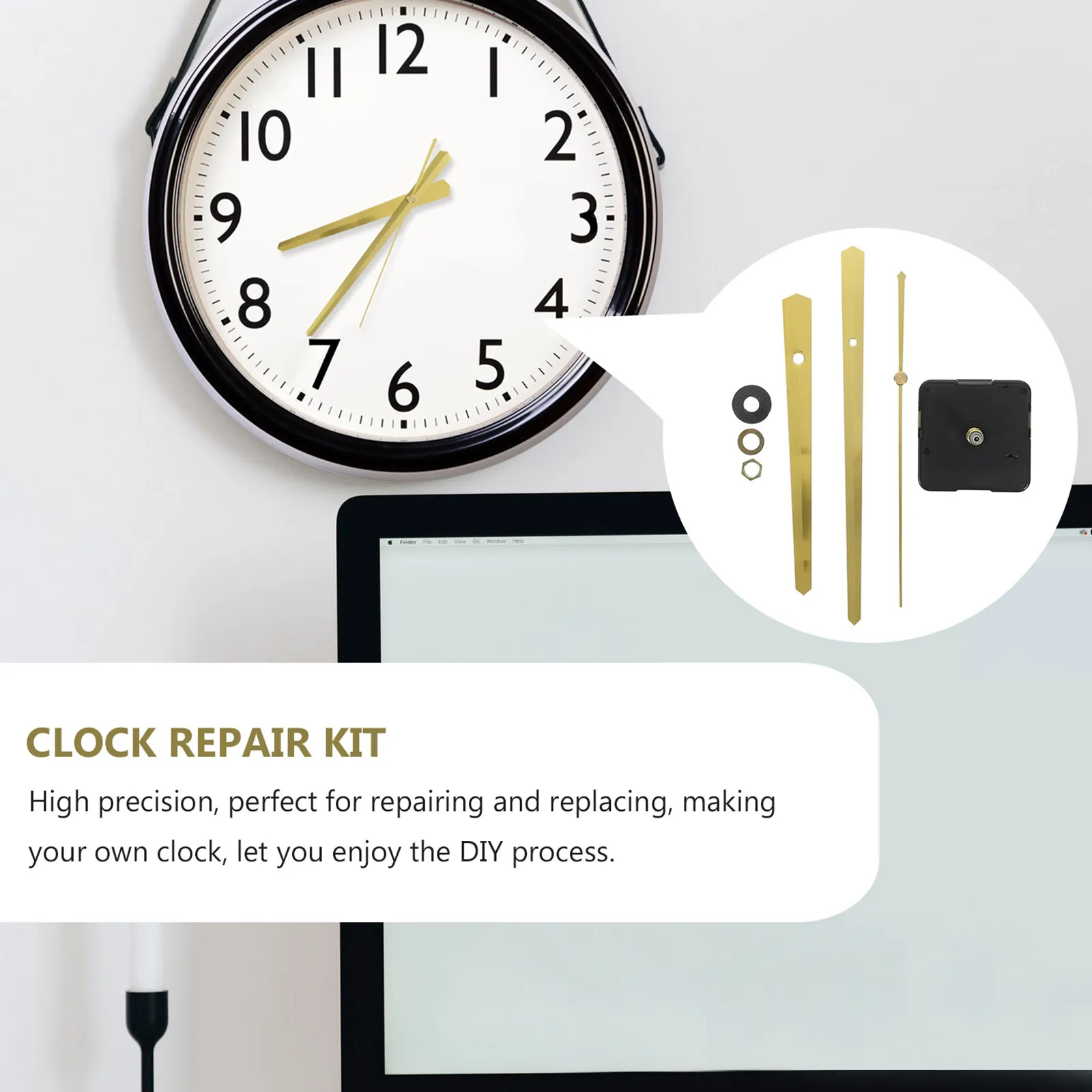 Accessory 3d Wall Clock Replacement Mechanism Movement Small Hands Silent Quiet view 6