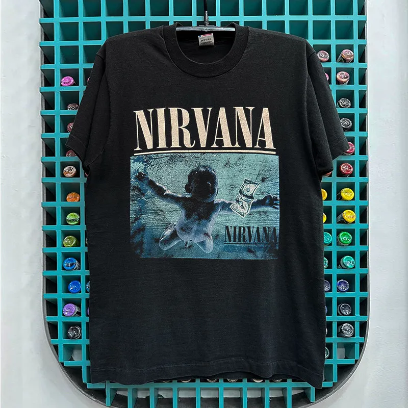 Nirvana Rock Band Portrait Vibe Atmosphere Vintage American Retro Trendy Brand Short Sleeve T-shirt