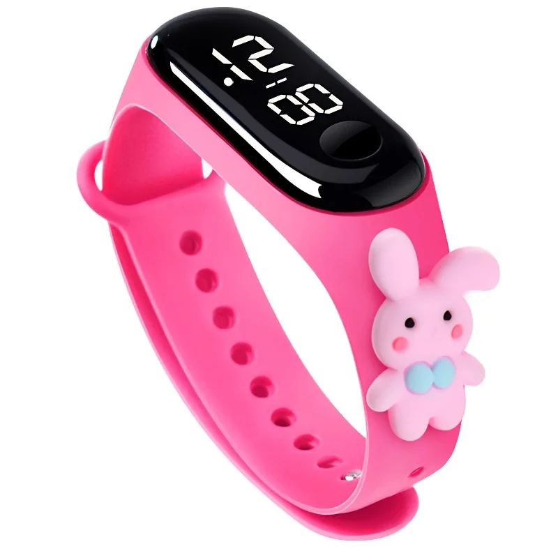 1pc Cartoon Decor Digital Watch LED Display Waterproof Electronic Wristwatch With Silicone Watchband