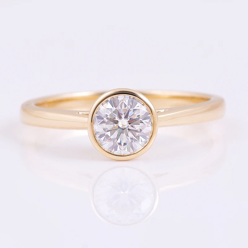 

Кольцо-солитер Provence с оправой из 10-каратного желтого золота, инкрустированное круглым муассанитом DEF VVS 5,5 мм, для женщин, на каждый день