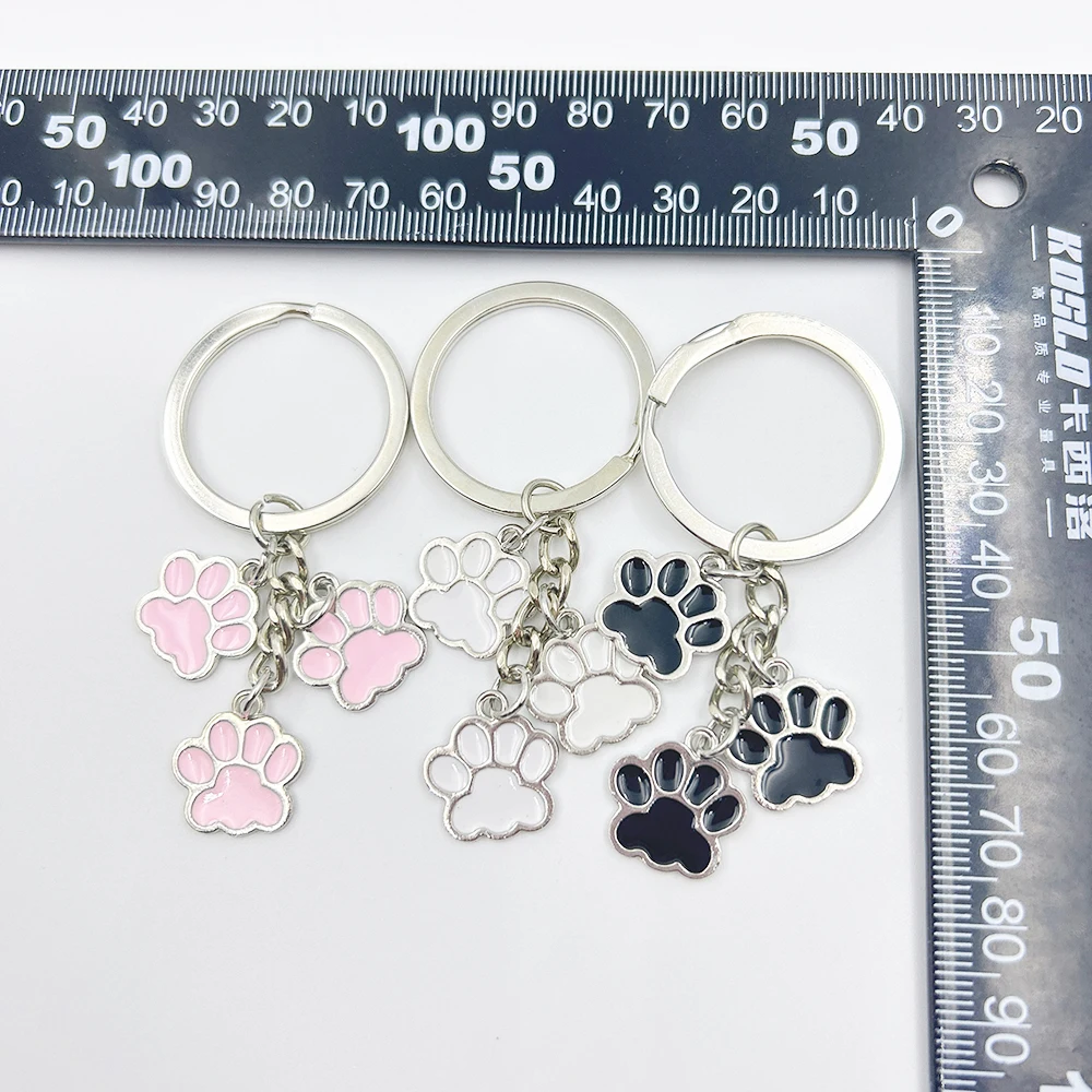 New Fashion Pet Paw Oil Enamel Charms KeyChain Key Chain Car Keyring Women Child Gift Jewelry