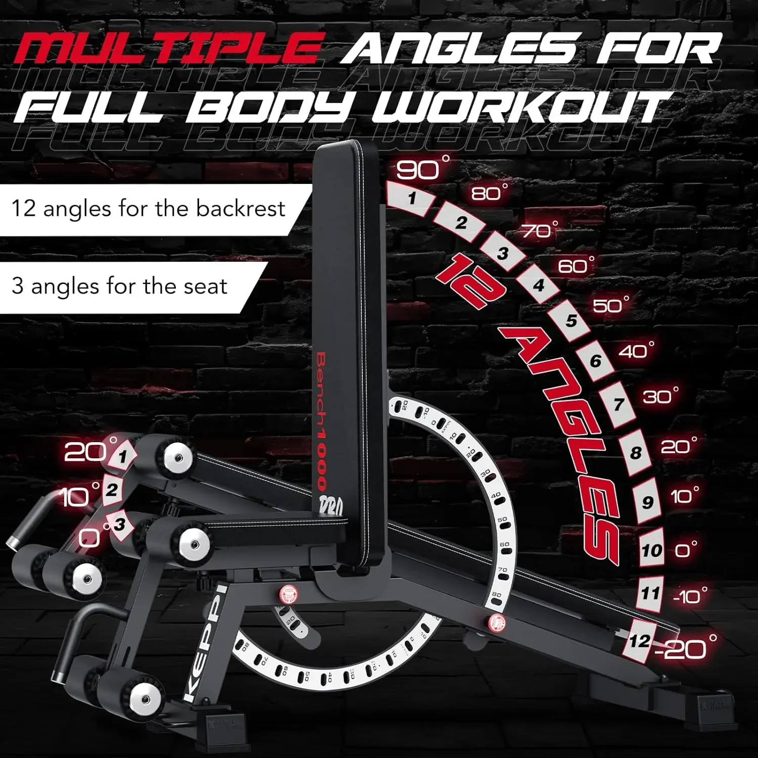 Panca pesi da 1200 libbre, panca per carichi pesanti1000 PRO Panca da allenamento regolabile Set di presse per allenamento di forza in palestra a casa, rimovibile