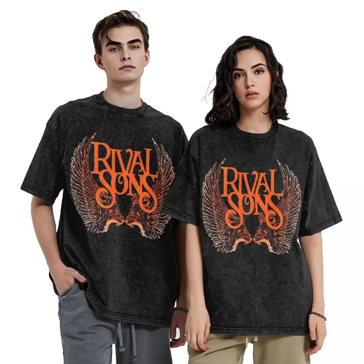 

Rival Sons Band Rock Legend Washed T Shirt Streetwear Hip Hop Novelty T-Shirt Tees Tops for Men Women Short Sleeve Oversize