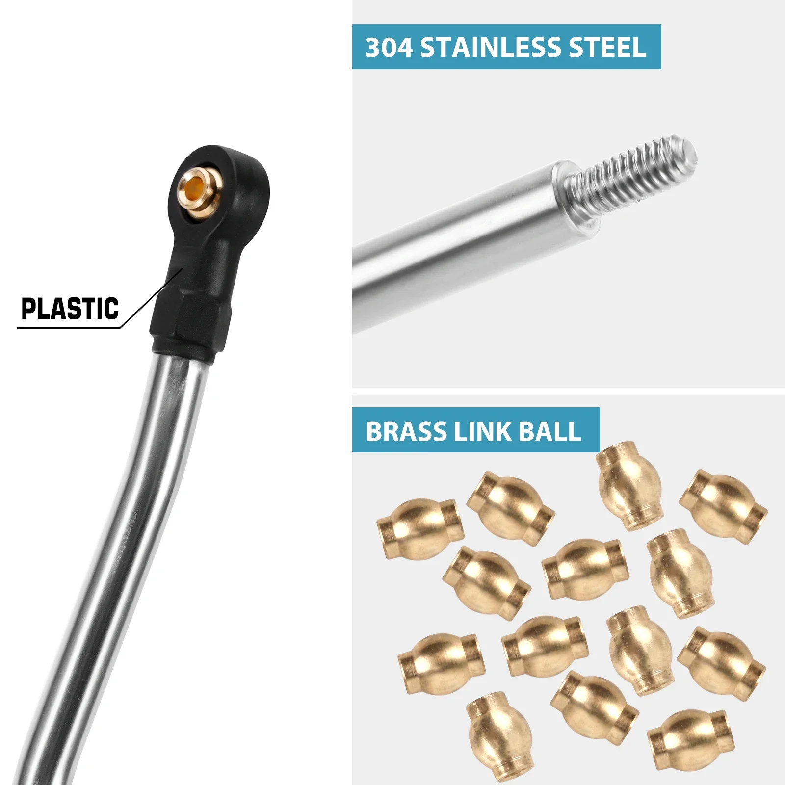 INJORA Stainless Steel High Clearance Chassis Links for 1/24 FMS FCX24M