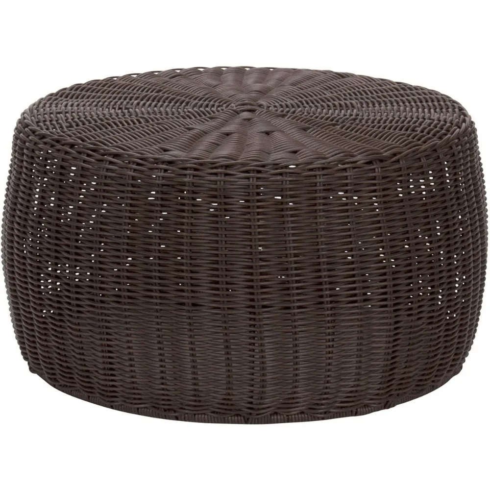 

ML-5005 Resin Wicker Footstool Ottoman | Brown(16"D x 16"W x 9"H)