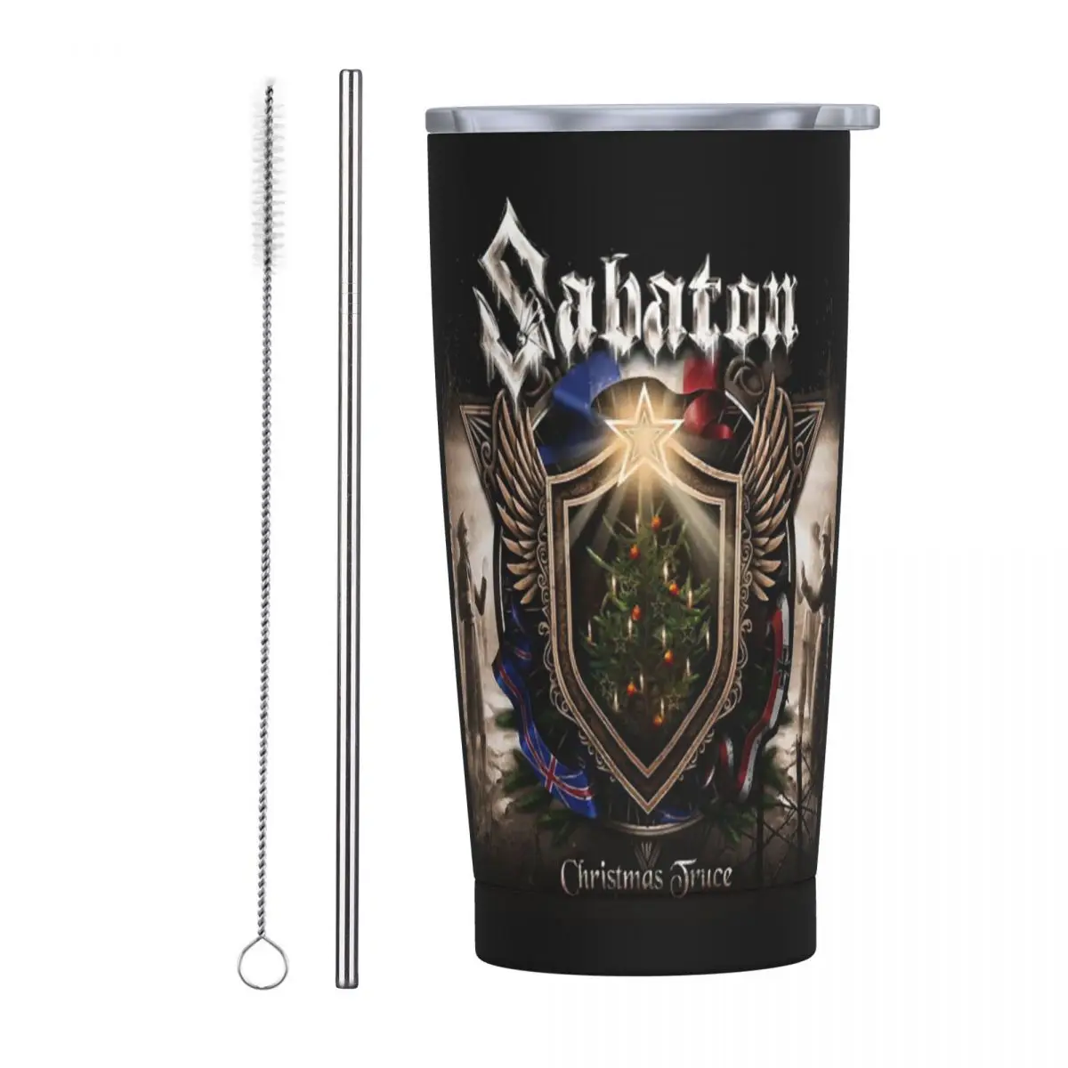 Sabaton Stainless Steel Tumbler Vacuum Insulated Mugs Thermal Cold Bottle Straws With Lid 20oz