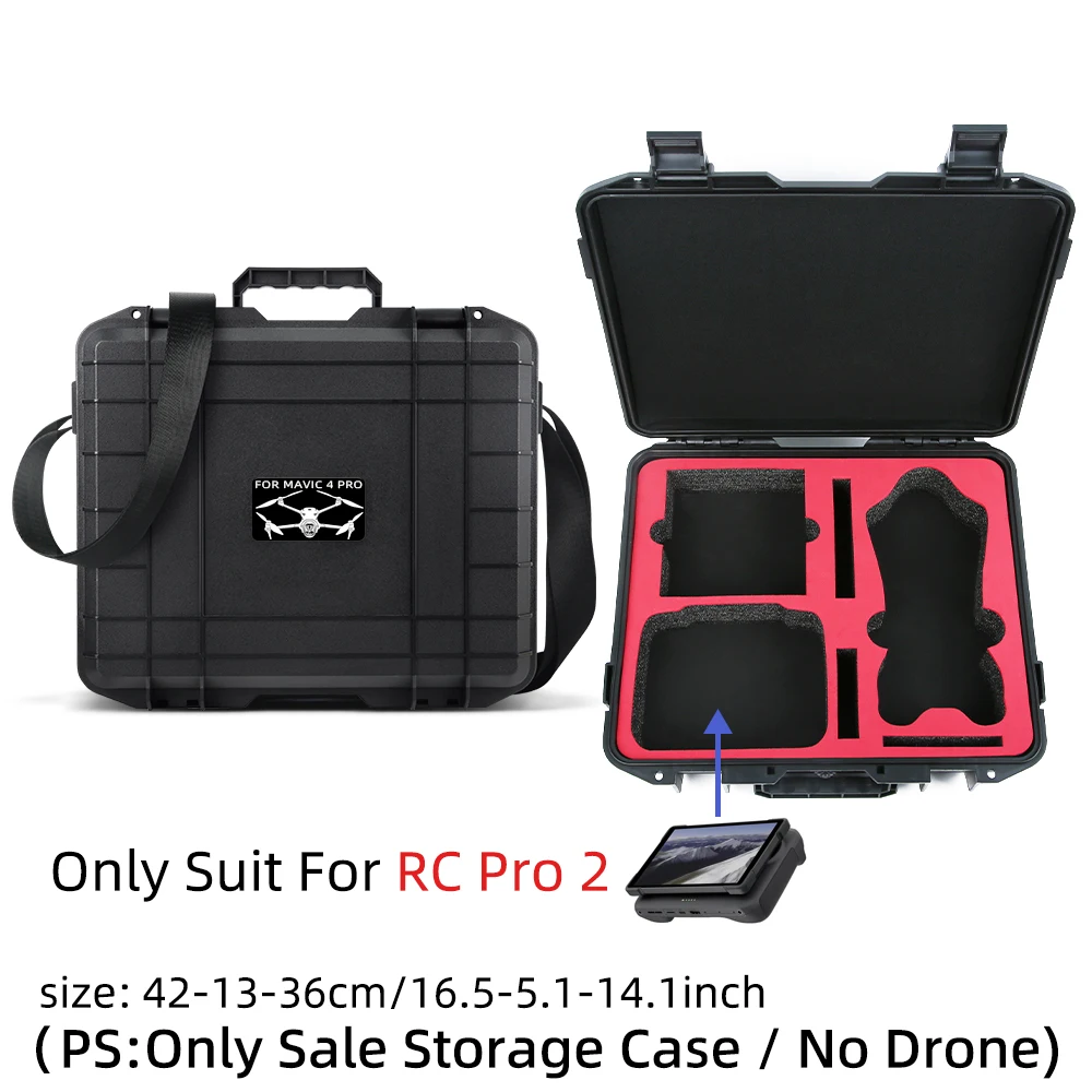 

​Explosion-proof Storage Box for DJI Mavic 4Pro RC PRO 2 Safety Waterproof Protective Carrying Case with Shoulder Strap Black
