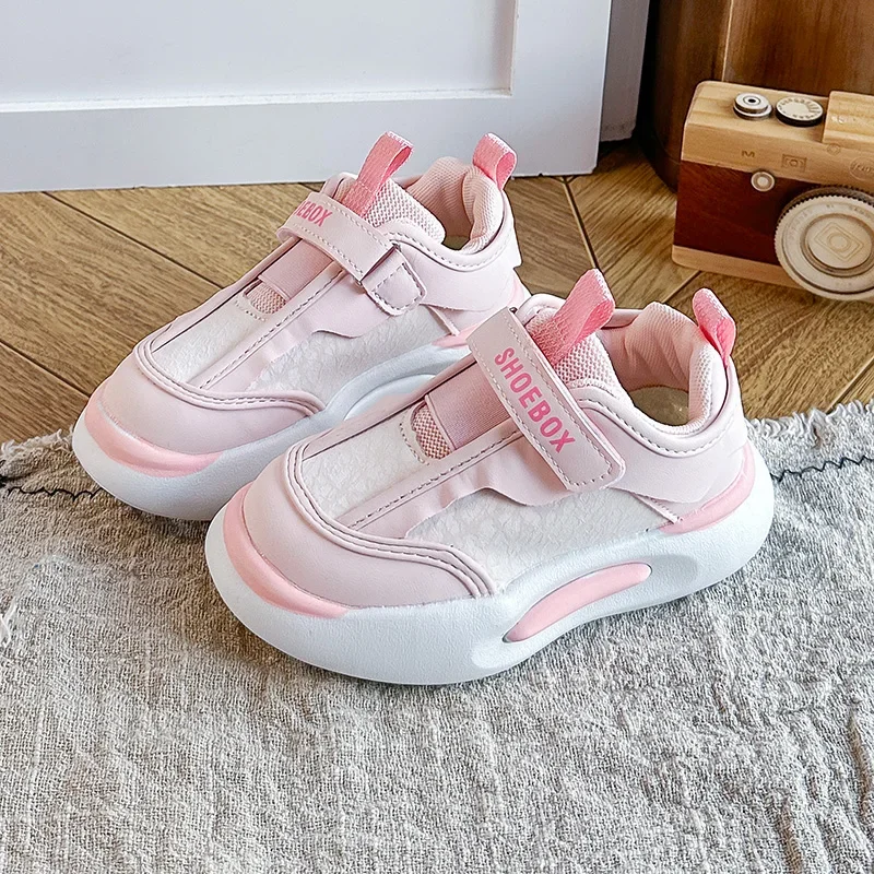 Kids Casual Sneakers, Adjustable Hook and Loop Strap, Thick Cushioned Sole, Lightweight Shoes for Daily Outdoor Play