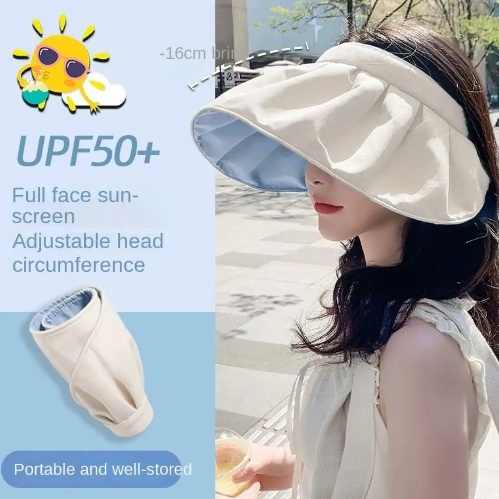 Simple Sweet Sun Protection Cap Topless Headband Female Shell Hat Wide Brim UV Protection Foldable Visor Cap Girls view 4