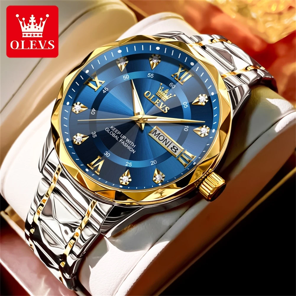 

OLEVS Men's Watches Fashion Trend Original Quartz Wristwatch Waterproof Stainless Steel Luminous Date Week Watch for Man reloj