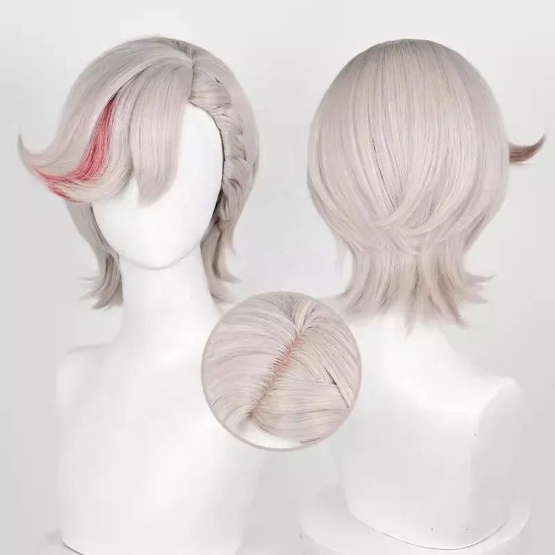 

Lyney Wig Косплей 35 см короткий золотой смешанный Genshin ударопрочный синтетический парик из аниме Peluca