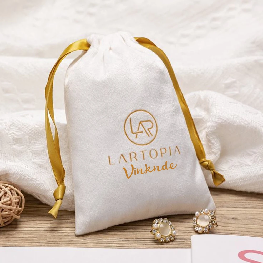 

100Pcs Personalized Logo Velvet Bag 10x15cm Suede Drawstring Pouches Pockets Wedding Jewelry Earrings Ring Gift Organizer Sack