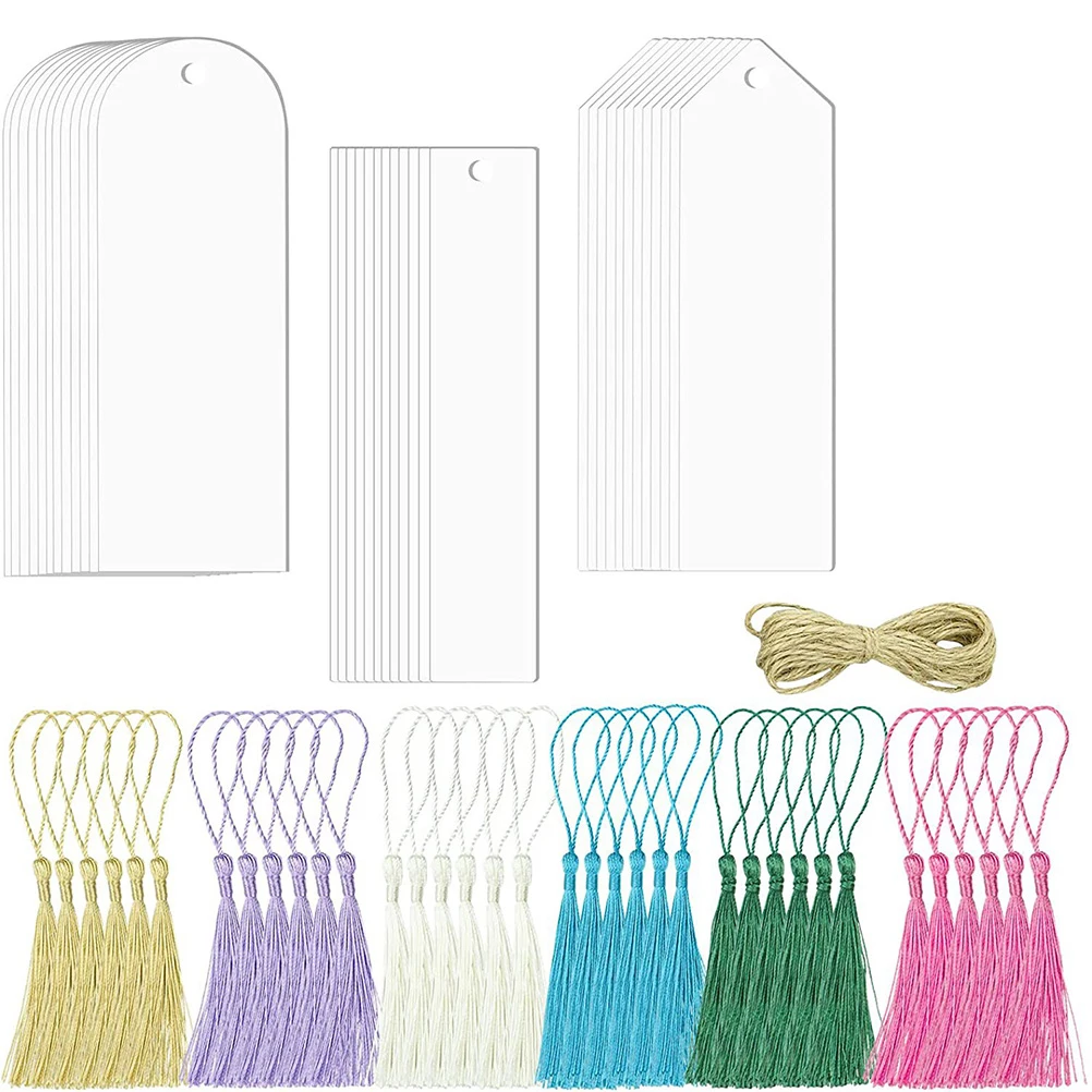 

1 set Acrylic Bookmarks Clear Tassel Wire Blank Craft Girl Child Lovely Decorative Students Readers Page Markers School Supplies