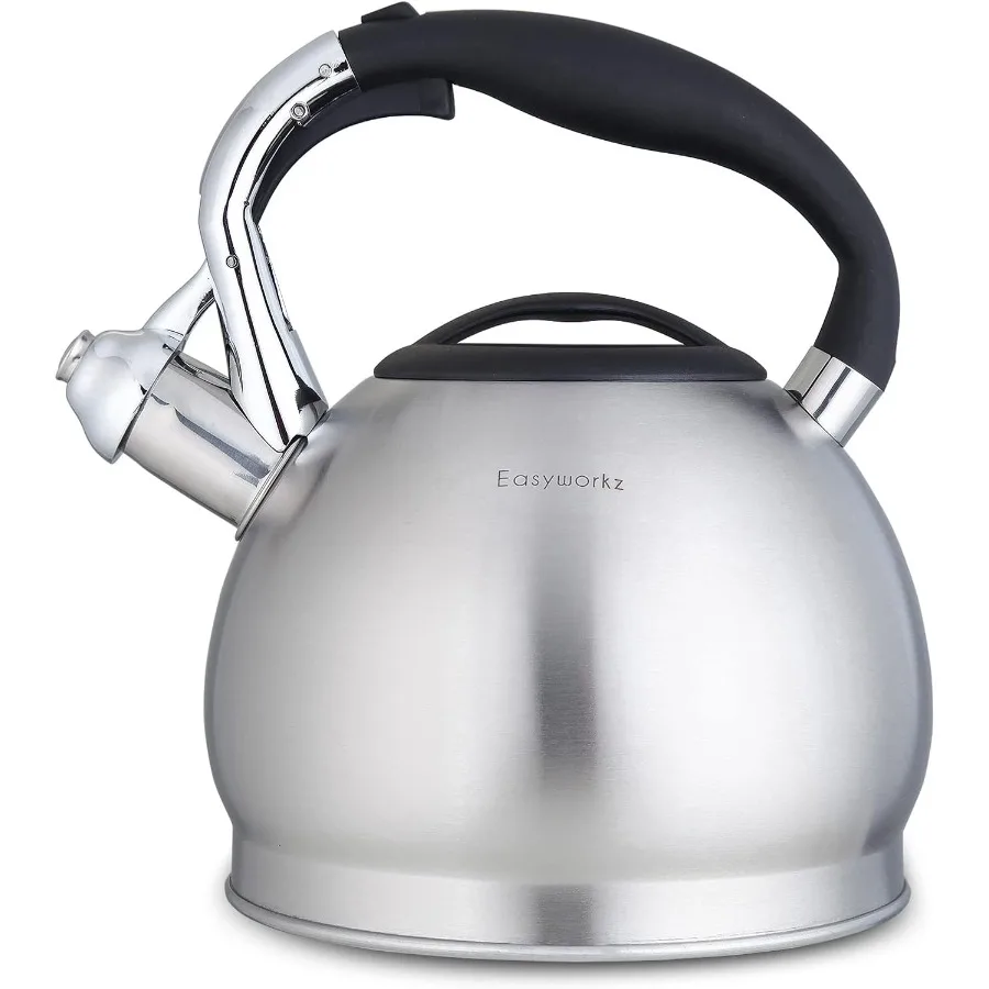 

Чайник со свистком, пищевой чайник из нержавеющей стали, чайник с горячей водой и громким свистком, 2,4 литра 2,3 л, идеально подходит для домашнего комплекта