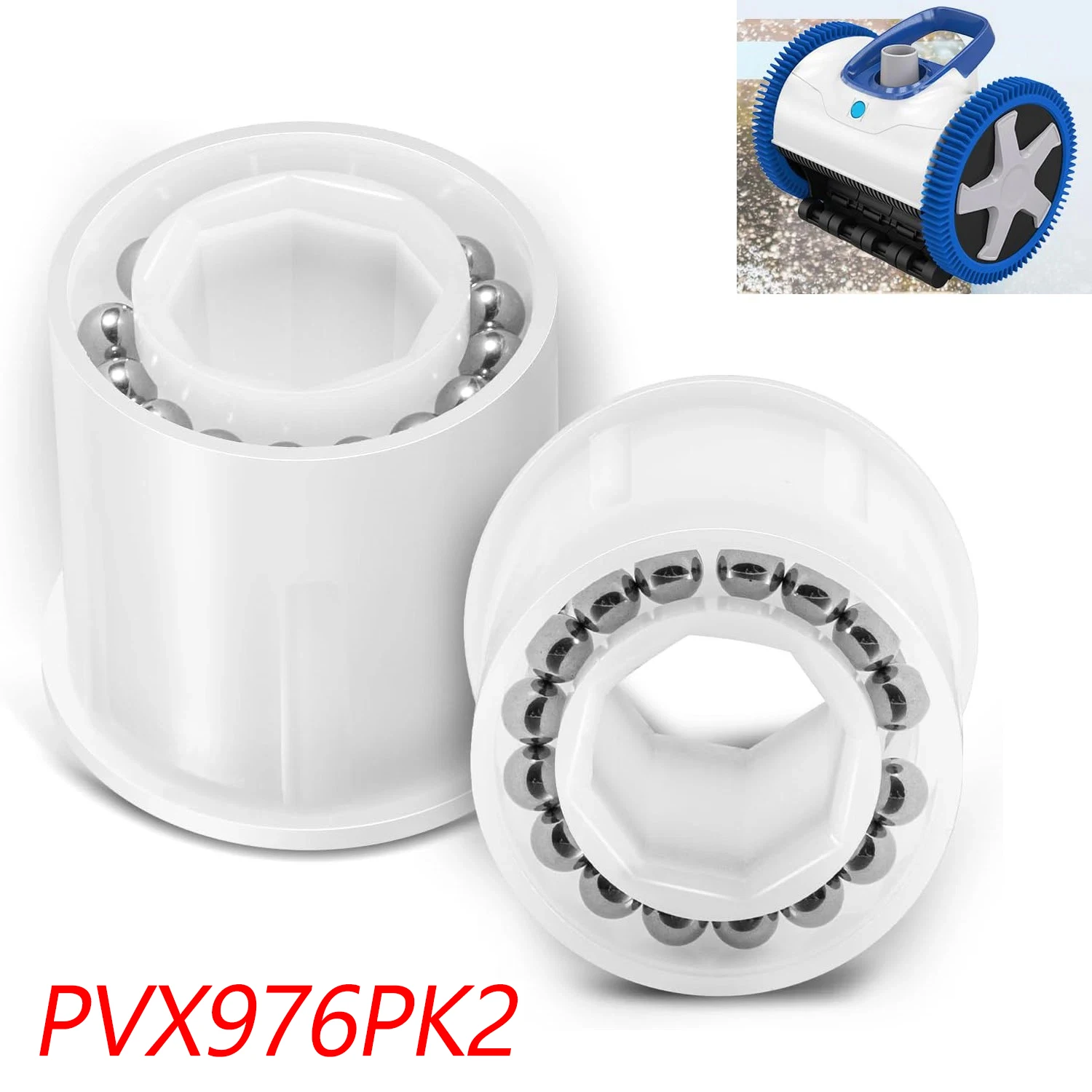 PVX976PK2 Wheel Bearings Repair Kit for Hayward AquaNaut 200/400/450, for Poolvergnuegen, for Phoenix 2 & 4 Wheel Suction Pool