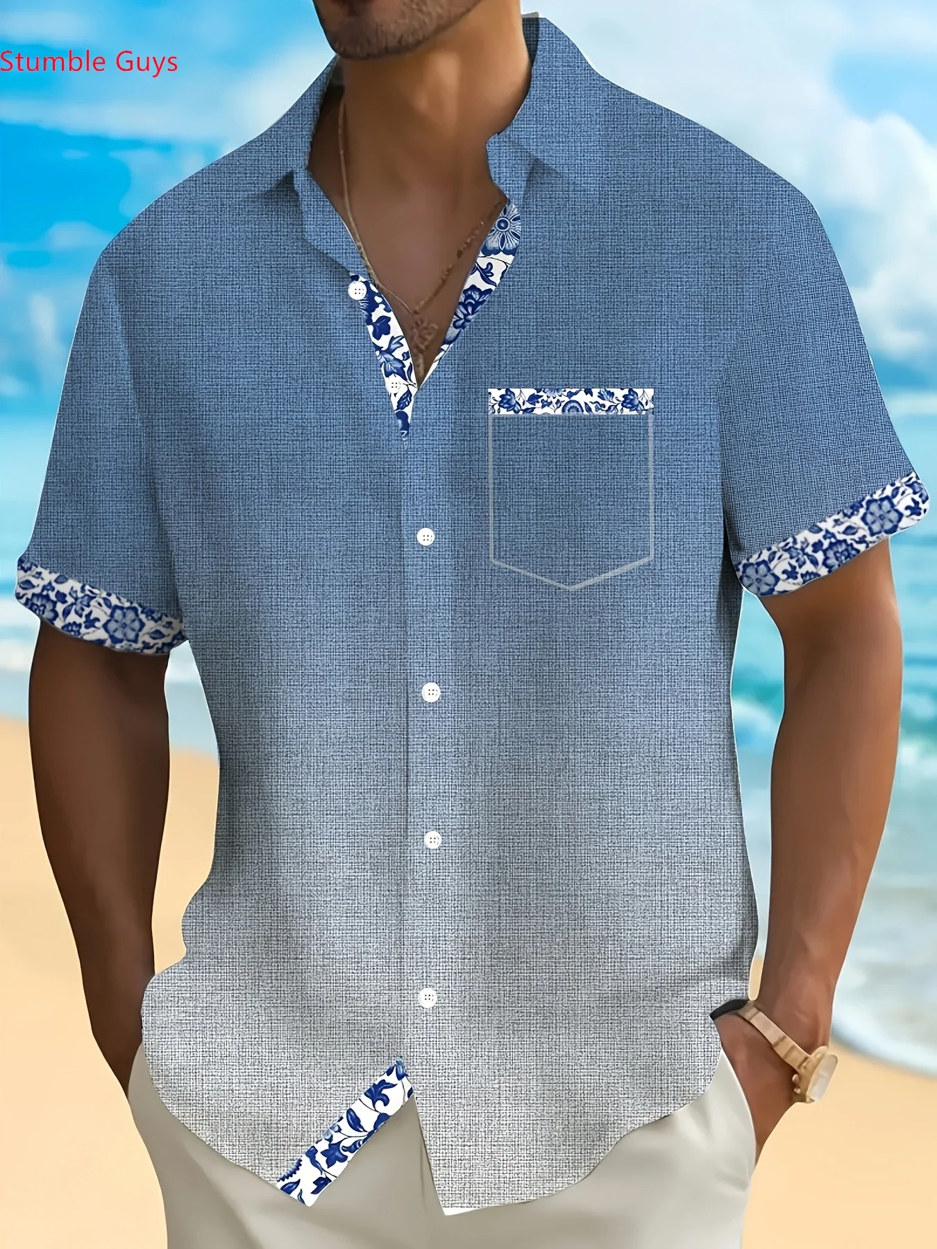 

Men's Oversized High Street Hawaiian Shirt Summer Graphic Print Man Short Sleeve Casual Beach Fashion Street Style Tops