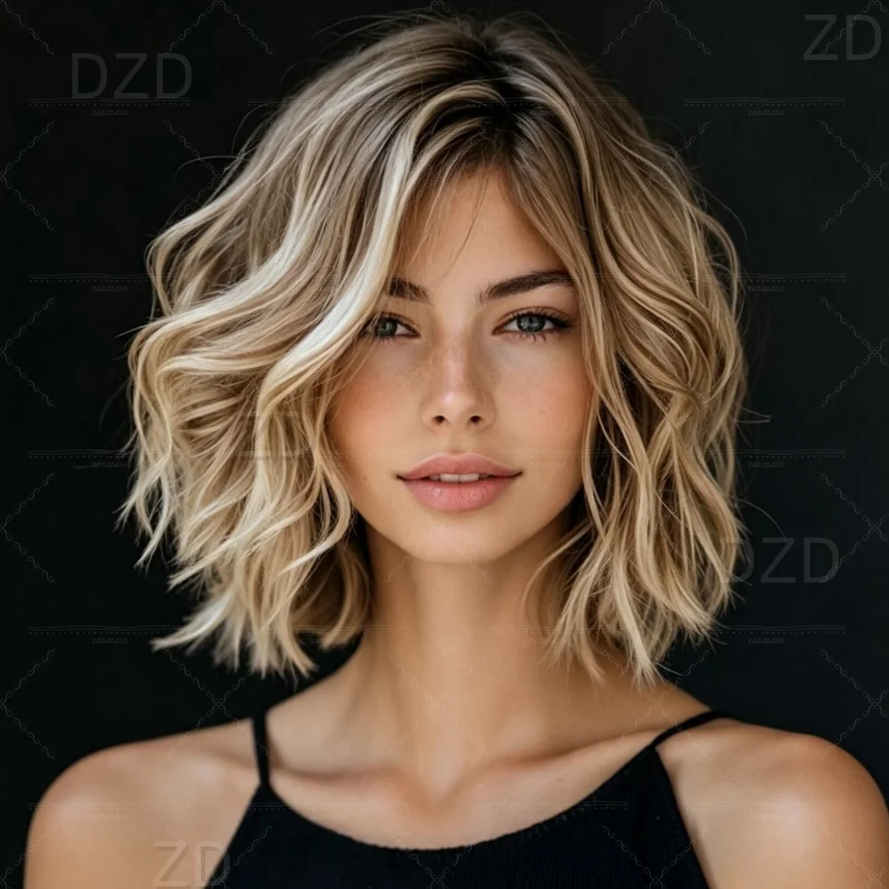 Soft 100% Human Hair Wig Ombre Blond Wave 150 Density 13x4 Lace Front with Baby Hair Pre-Plucked | Easy Care for Natural Look