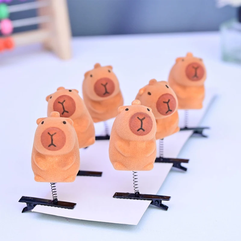 5Pcs Cartoon Funny Children 3D Capybara Hairpin Fashion Cute Hair Clip Versatile Bangs Hair Clip Kawaii Hair Accessories Gifts