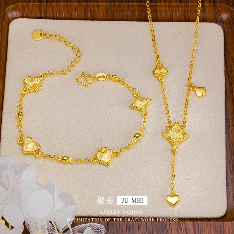 Goldpure Luxury 24K 9999 Pure Gold real gold Playing Card Bracelet for Girlfriend Birthday Gift Women Bracelet