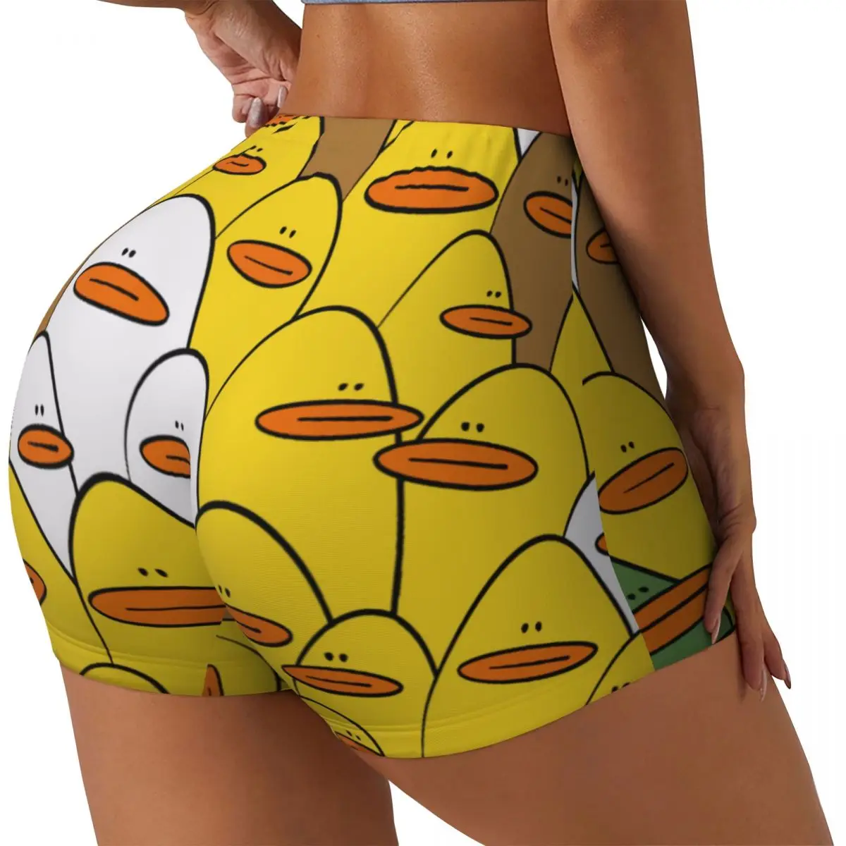 Custom Yellow Classic Rubber Duck Gothic Workout Biker Running Shorts for Women Gym Yoga Shorts