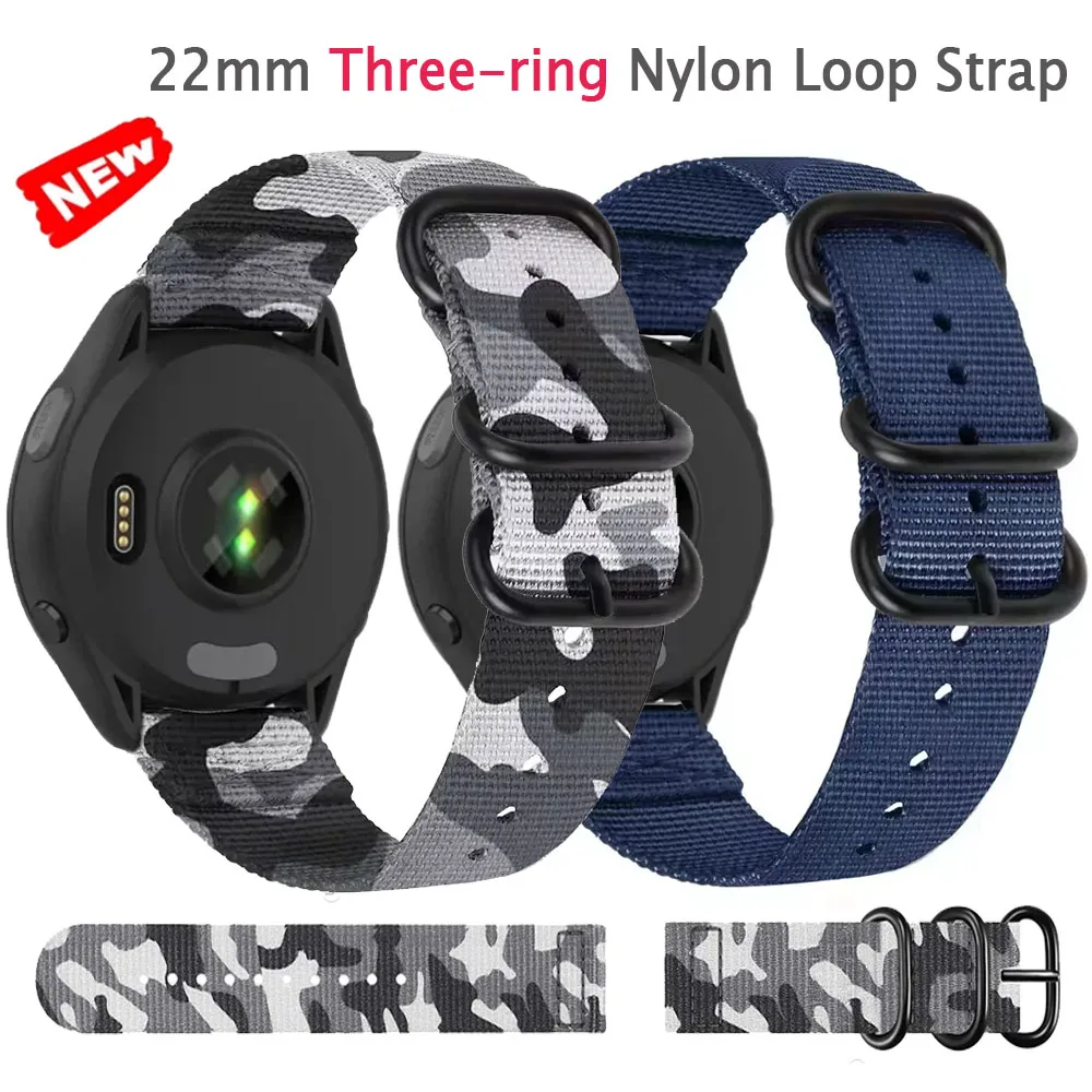 22mm Drei-ring Nylon Schleife Strap Für Garmin Forerunner 265 965 955 255 Musik Metall Schnalle Armband armband Für Garmin Venu 3/2