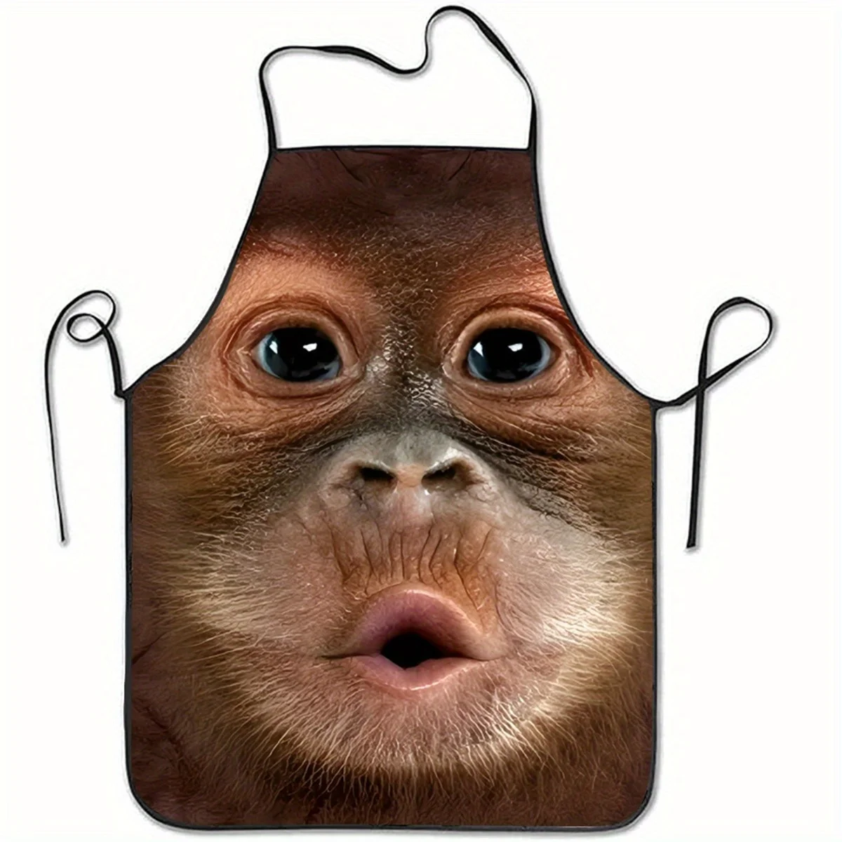 Gorilla Cubs Close-Up Face Print Sleeveless Polyester Apron for Home Kitchen Baking Work and Stylish Design