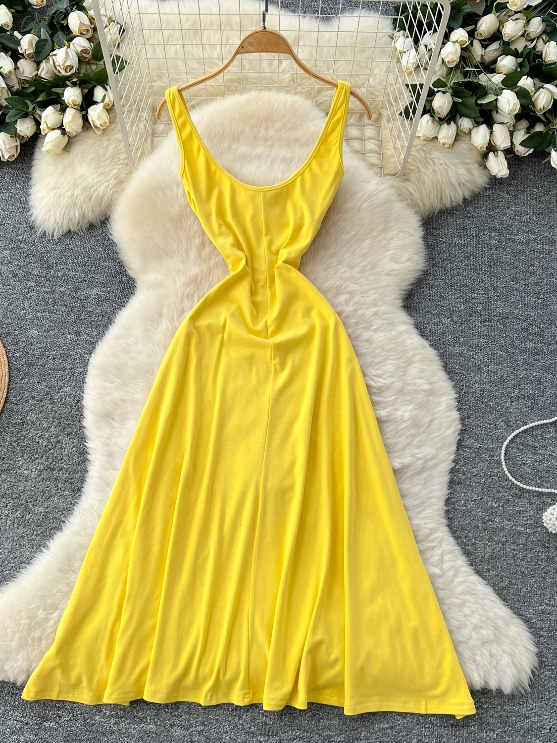 Spódnica damska Ele Summer Vaion Dr, wysoki stan, wyszczuplająca, długa, do pracy, koreańska, fason A-line.