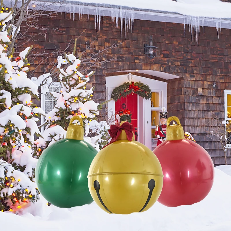 

60cm Outdoor Christmas Inflatable Ball PVC Giant Big Large Balls Merry Christmas Decorations for Home Navidad Ornaments New Year