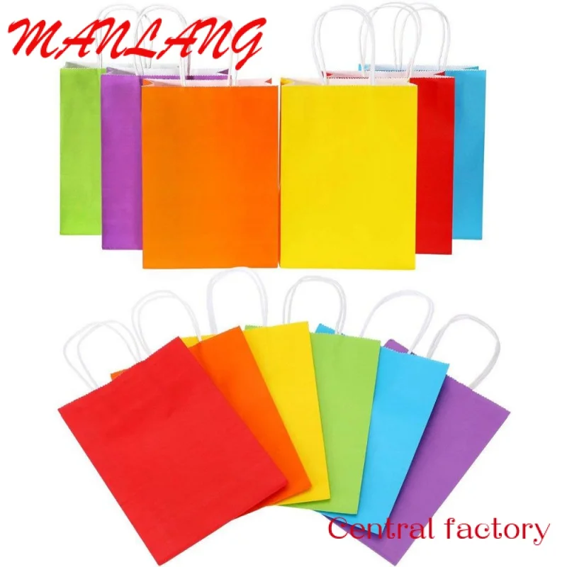 Sacs en papier kraft coloré avec foy pour les achats de cadeaux, sacs-cadeaux sucrés