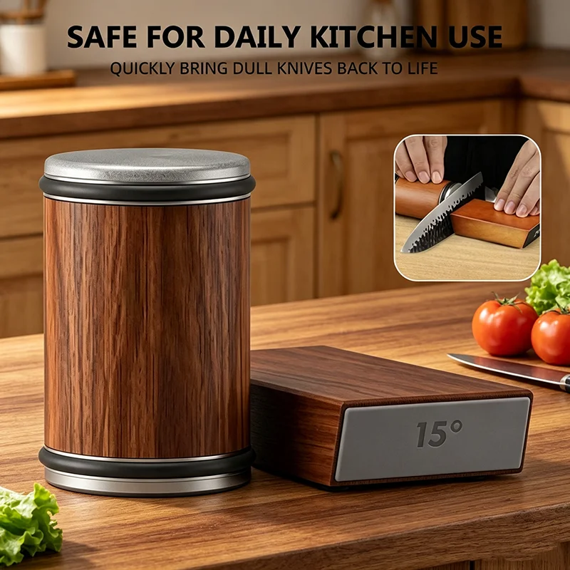 Rolling Knife Sharpener Kit Magnetic Holder 15&20 Deg Roller Industrial Diamond Stone For Straight Edge Chef Knives Fast Ship