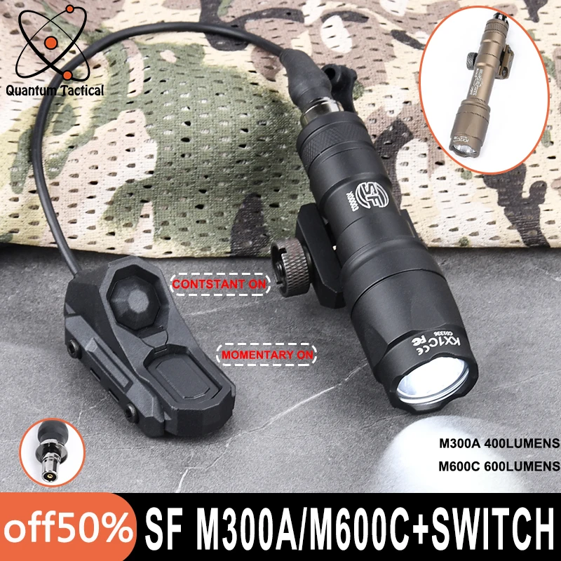 

Tactical Surefir M600C Flashlight SF M300A Hunting Weapon Light AXON Switch Fit 20mm Picatinny MLOK KEYMOD Rail Airsoft M300M600