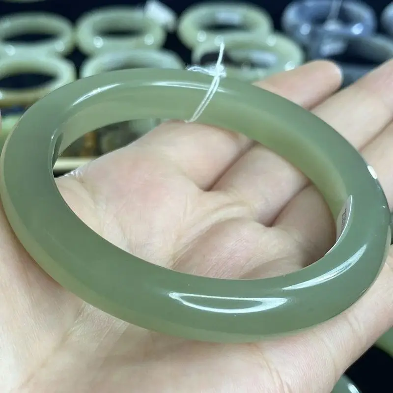 Natural Bracelet Women's Bangle Authentic Hetian Jade, Qinghai Material Clear Water Lake Green