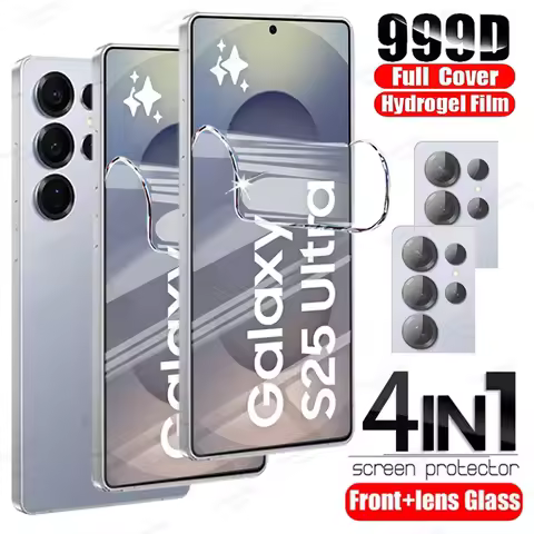 4IN1 Hydrogel Film For Samsung Galaxy S25 S24 S23 S22 S21 S20 Ultra Plus Edge FE Note 20 Ultra Screen Protector Lens Cover Film