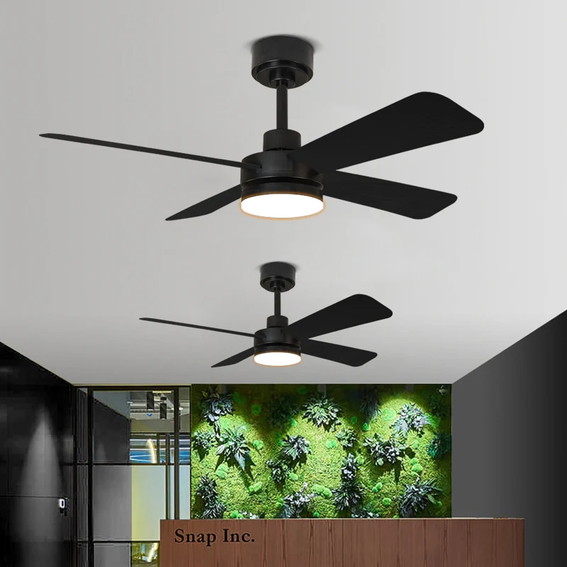 42 Luz de ventilador de techo de 52 pulgadas, ventilador de ventilación de ABS negro con control remoto de luz, luz colgante de interior comercial y doméstico