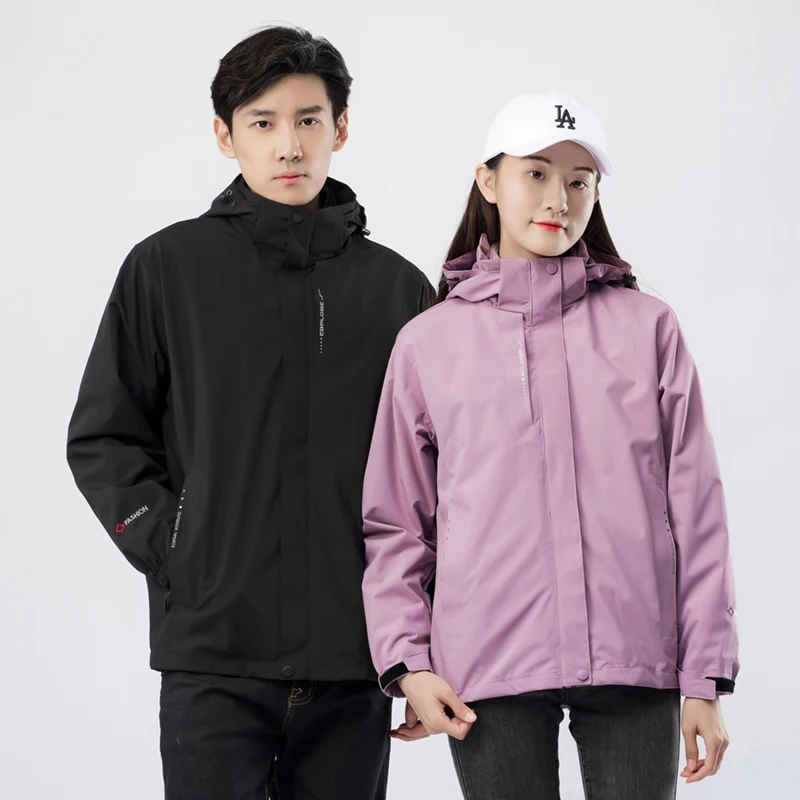 2024 New 3 in 1 Outdoor Men Windproof Waterproof Jackets Women Thick Warm Detachable 2-piece Hiking Camping Climbing Jackets