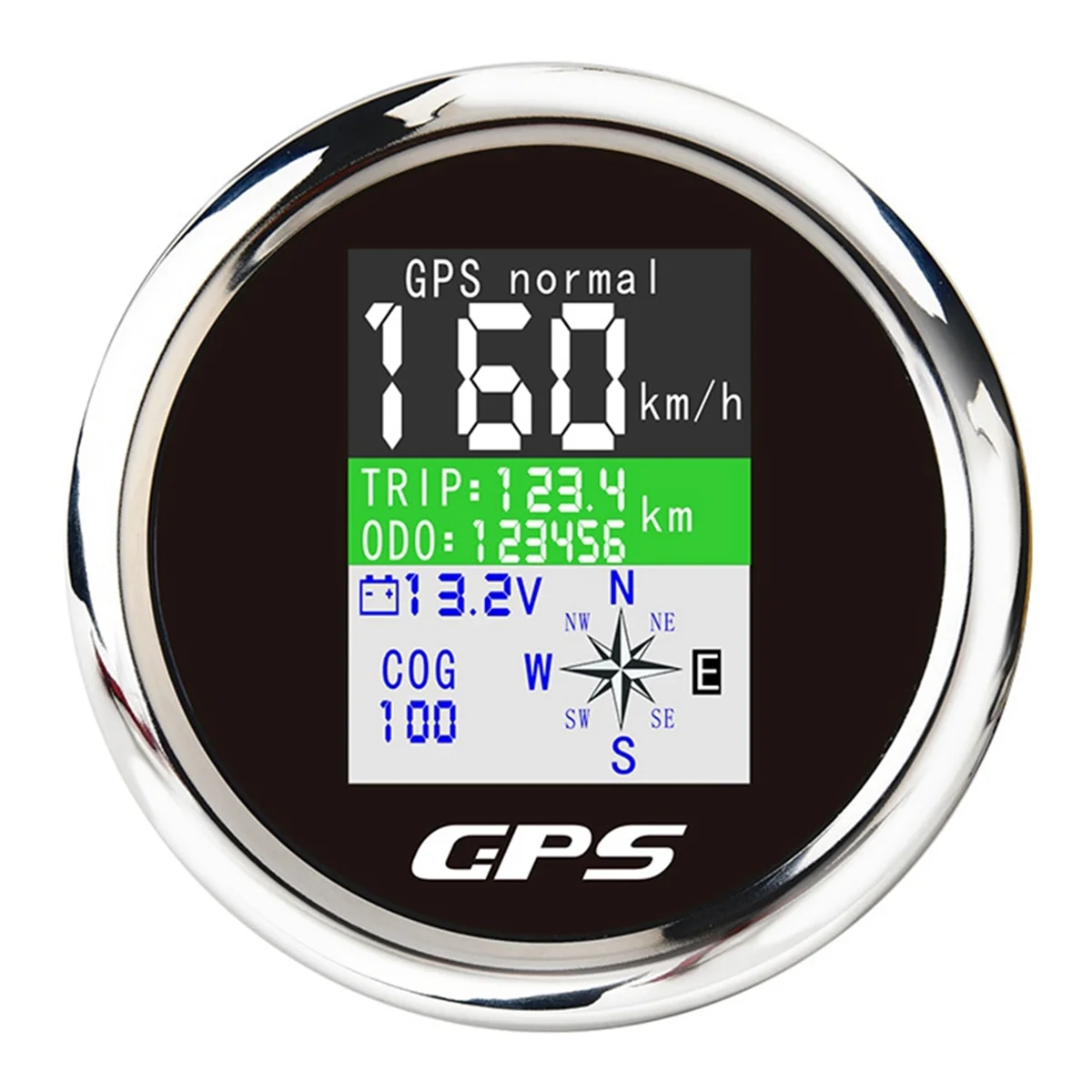 Marine Boat Car GPS Speedometer Digital with GPS Antenna for Motor Yacht TFT Screen Waterproof Odometer Black & Silver