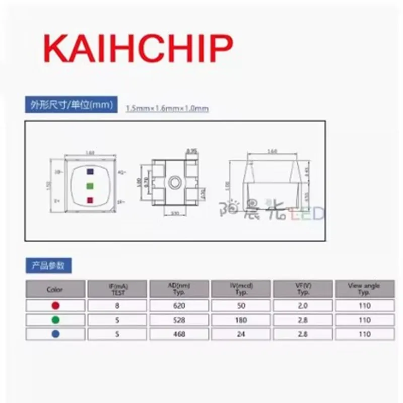 100-1000 pièces 1515 RGB LED polychrome anode commune rvb Diode électroluminescente pour écran d'affichage LED d'intérieur P2