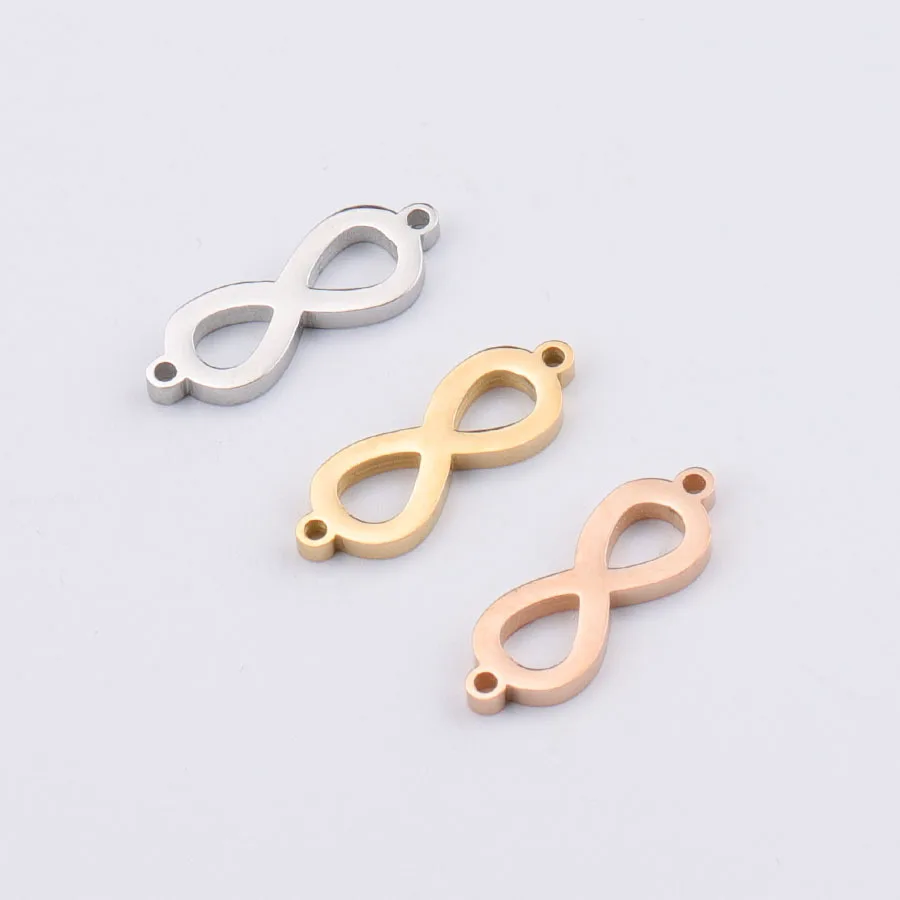 5Pcs Infinit Eight 7x21mm Mirror Polished 304 Stainless Steel Dangle Charms For DIY Bracelets