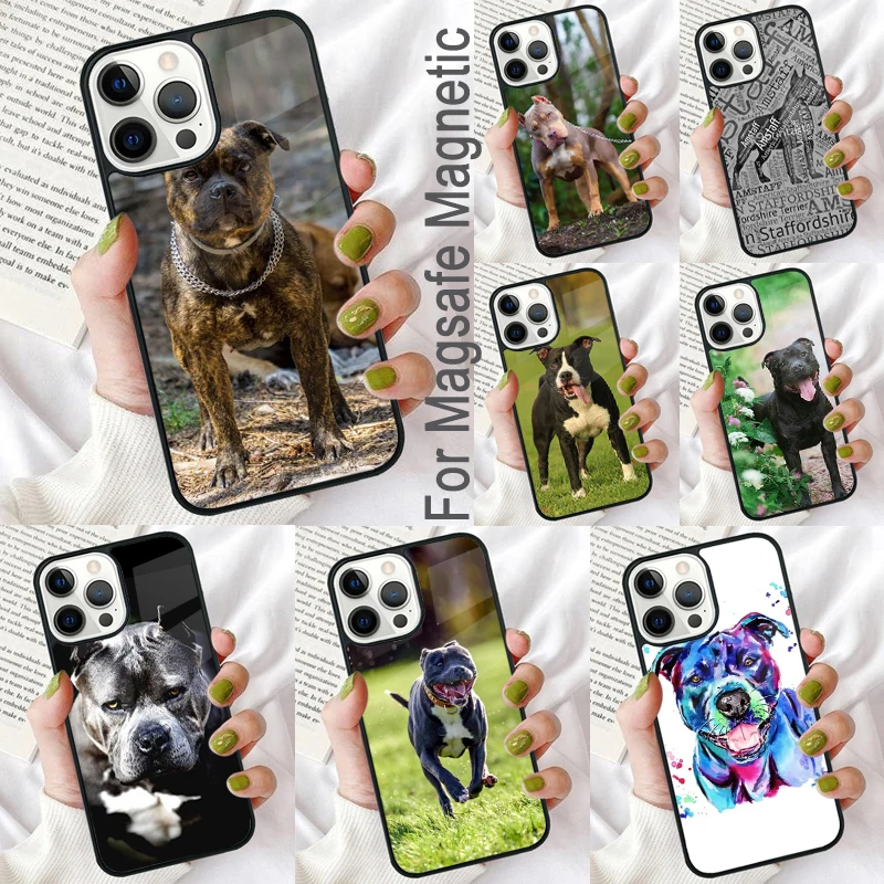 Staffordshire Bull Terrier Staffy Dog Magnetic Soft Phone Case for iPhone 16 Promax 15 Pro 13 14 Plus 11 12 Mini MagSafe Coque