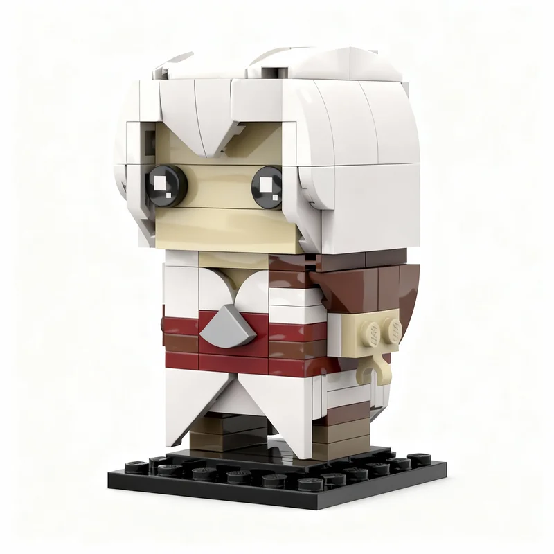 131pcs MOC Assassin Creed Ezio Brickheadz Diy Building Blocks Pack Model Assembly Collectible Challenge Desk Toy Gift For Fans