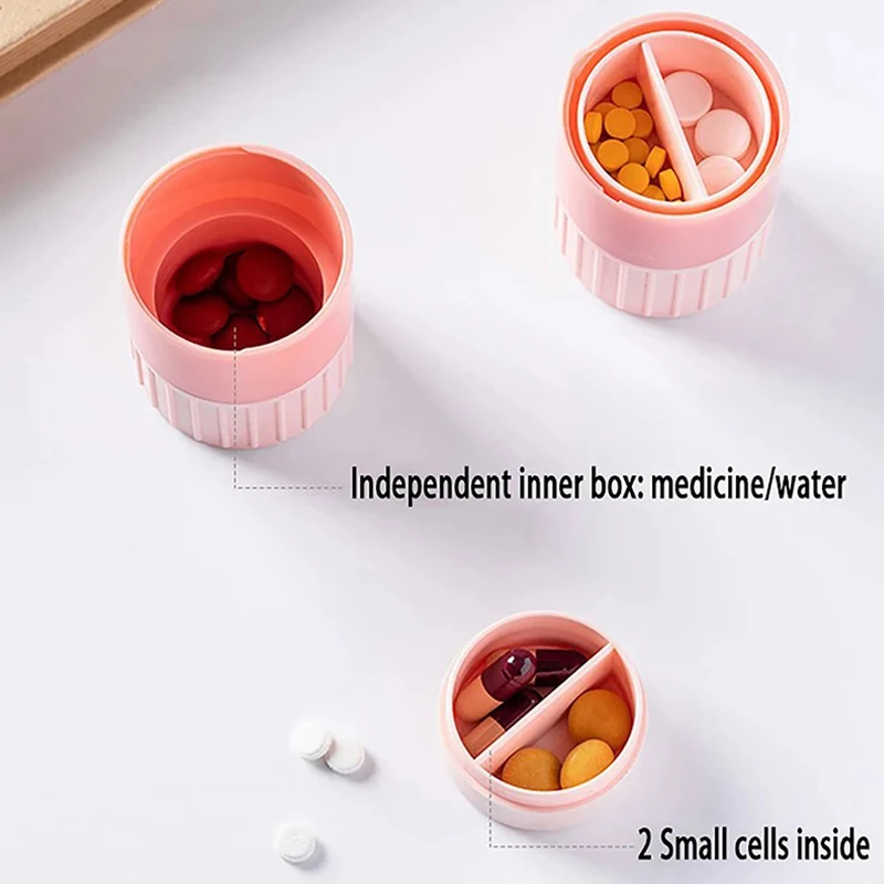 Multifunction 4In1 Portable 4 Layer Powder Tablet Grinder Pill Cutter Medicine Splitter Box Storage Crusher Travel Pill Case 1PC